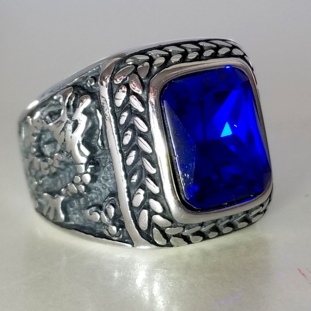Stainless Steel Chunky Gemstone Ring